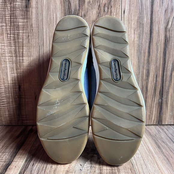 Comfortiva Align Womens Leather High Top Shoes Blue Embossed Floral EUC Size 8 - Picture 6 of 7